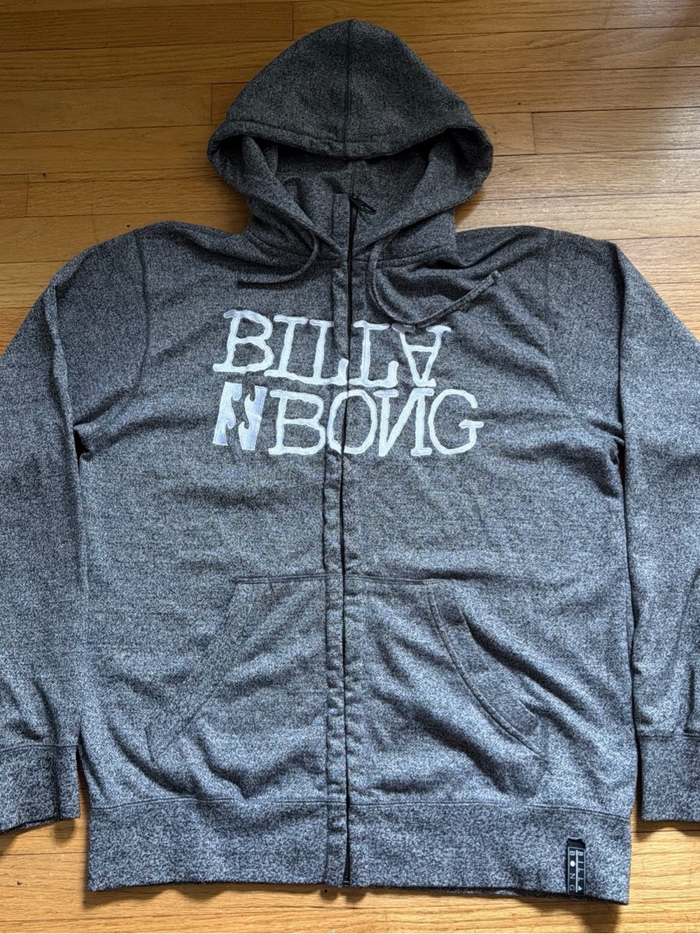 Vintage Billabong Hoodie Size XL Y2K Surf Gray Full Zip 2000s Skate Streetwear